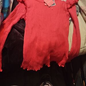 Isaac Mizrahi Kids Red Ribbed Blouse
